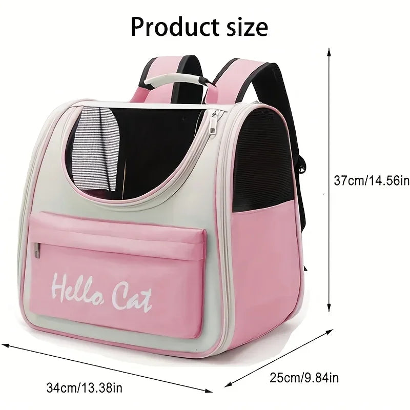 Large capacity collapsible pet backpack with zip closure, handle and mesh vent, perfect for cats and small dogs traveling