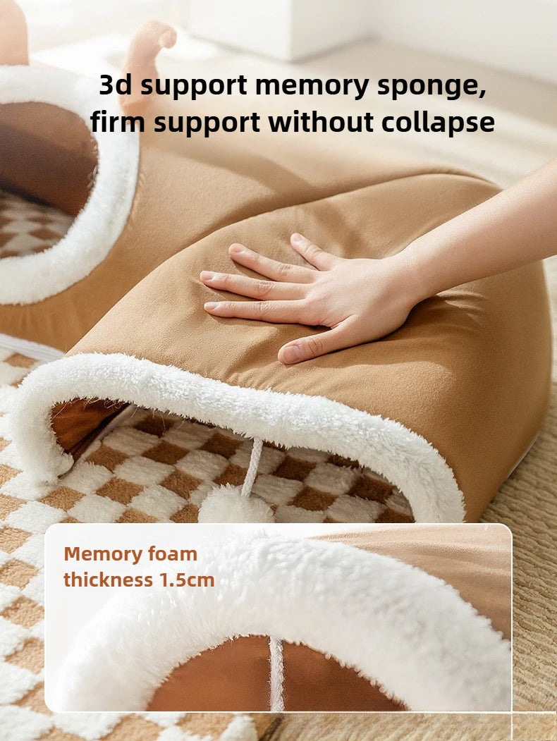 Autumn Winter Cat Nest Thickened Warm Hide and Seek Cats Tunnel Interesting Design Pet Beds Moisture-proof Cat Supplies