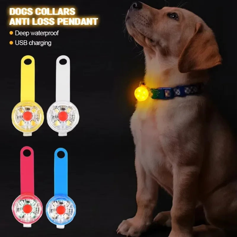 USB Rechargeable Waterproof LED Dog Collar High Brightness Safety Light for Pets