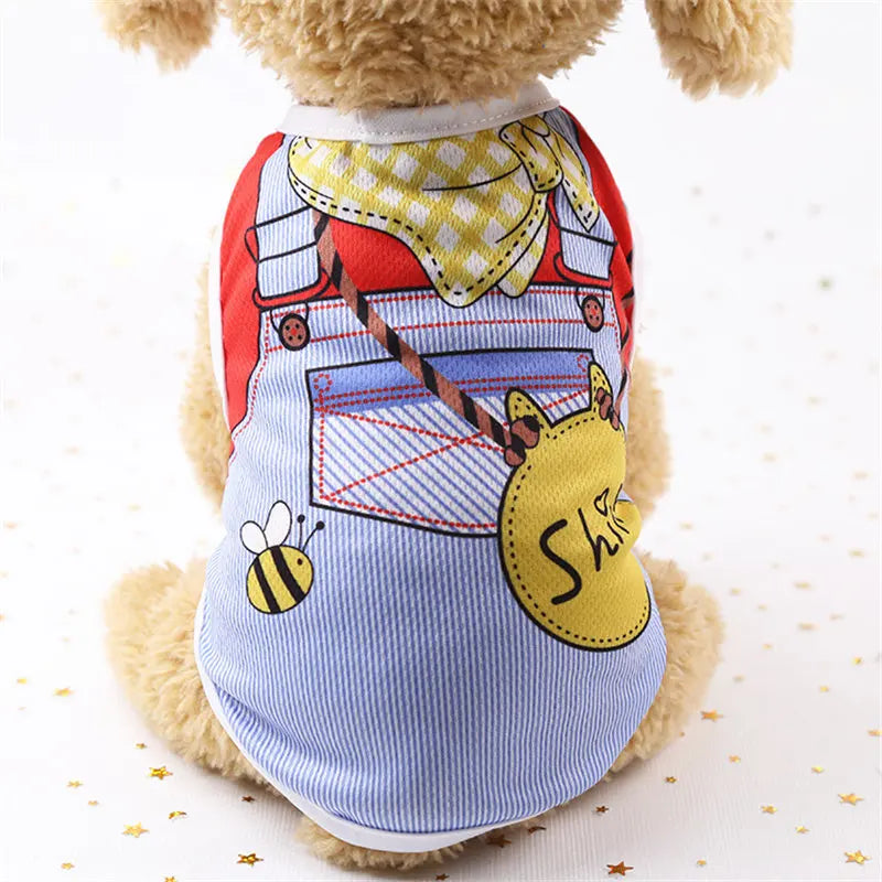 T-Shirt for Small Pet Supplies Puppy Dogs Soft Vests Summer Pet Dog Clothes Cartoon Clothing Shirt Casual