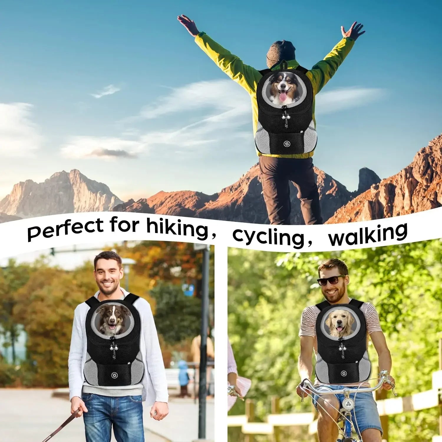 Dog Shoulder Carrier Backpacks Comfortable Doggy Front Backpack Pet Puppy Carrier Bags for Biking Hiking Camping Dog Carrier Bag