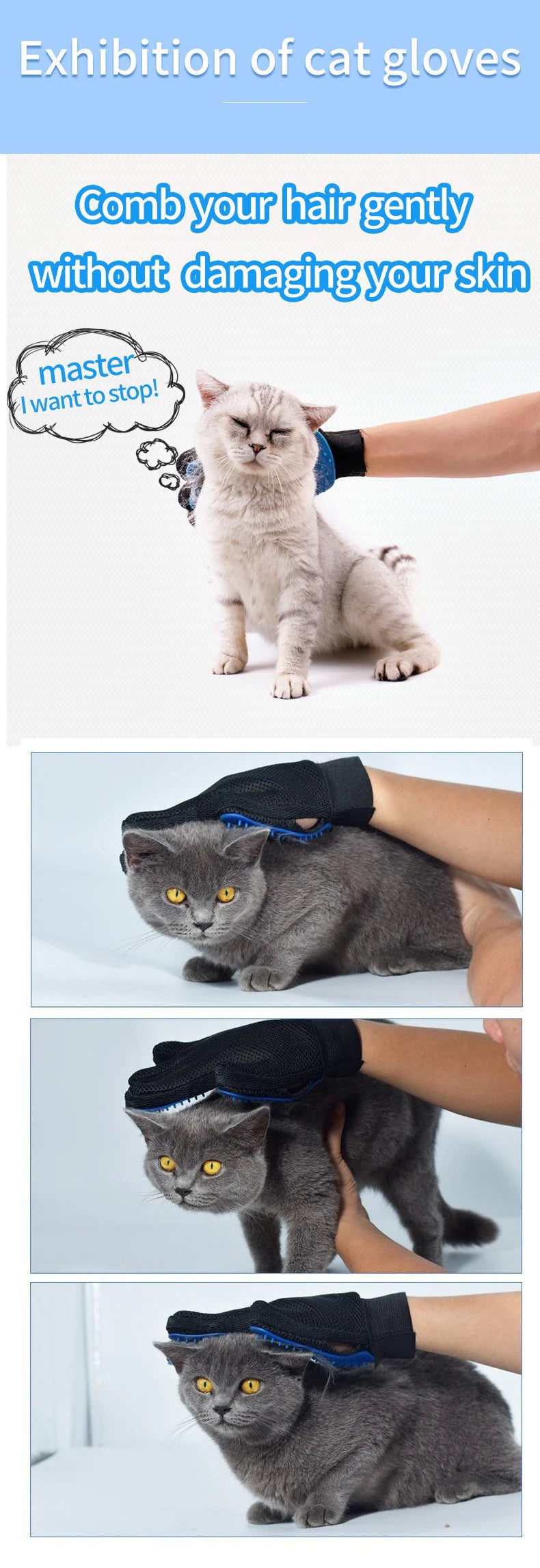 Multicolor Silicone Pet Gloves Cat Dog Hair Removal Dog Supplies Comb Hair Removal Brush Rubber Sticky Hair Gloves