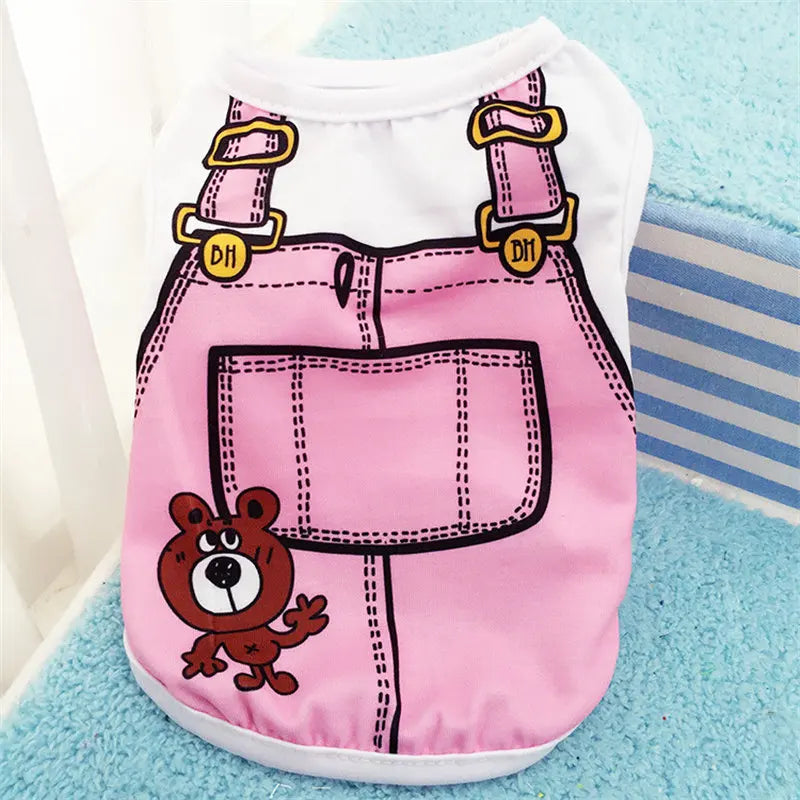 T-Shirt for Small Pet Supplies Puppy Dogs Soft Vests Summer Pet Dog Clothes Cartoon Clothing Shirt Casual