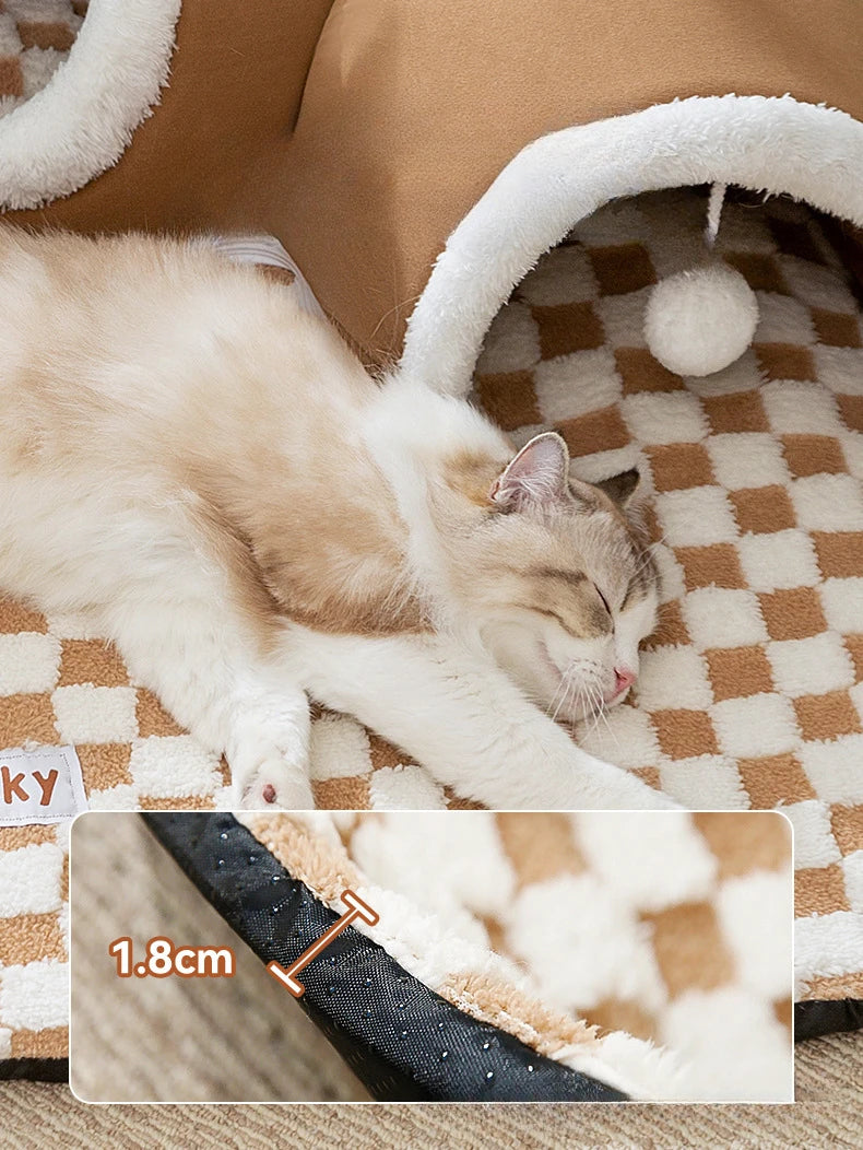 Autumn Winter Cat Nest Thickened Warm Hide and Seek Cats Tunnel Interesting Design Pet Beds Moisture-proof Cat Supplies