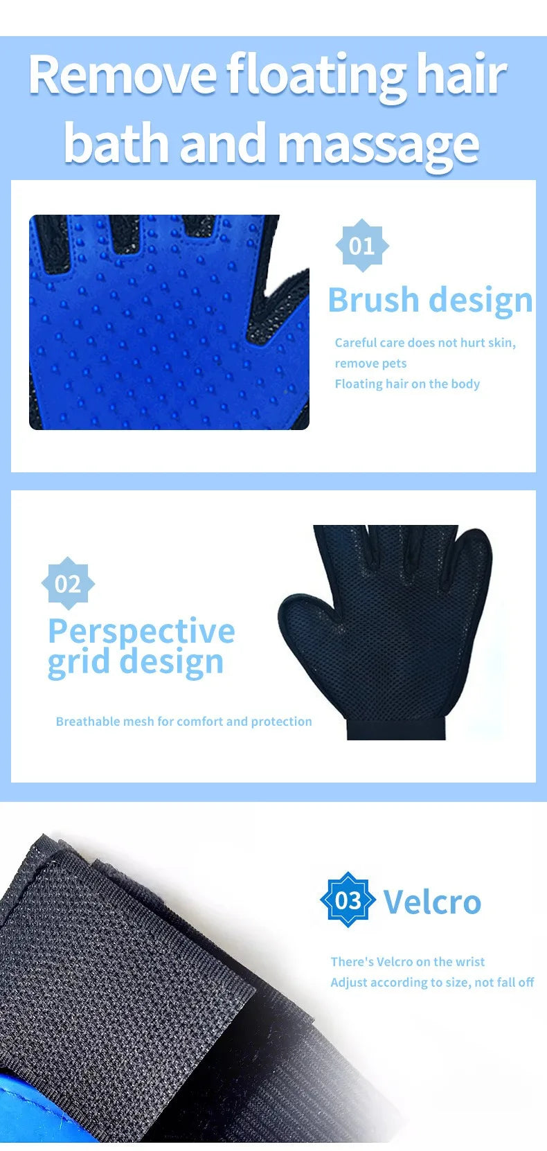 Multicolor Silicone Pet Gloves Cat Dog Hair Removal Dog Supplies Comb Hair Removal Brush Rubber Sticky Hair Gloves