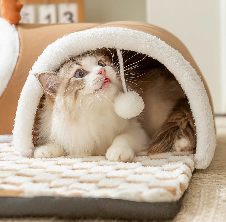 Autumn Winter Cat Nest Thickened Warm Hide and Seek Cats Tunnel Interesting Design Pet Beds Moisture-proof Cat Supplies