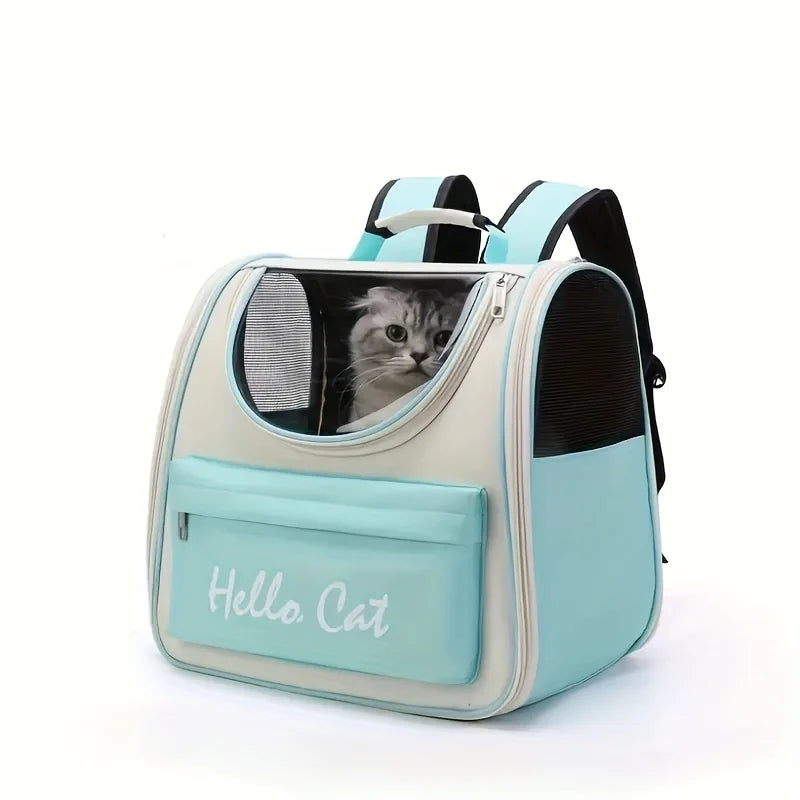 Large capacity collapsible pet backpack with zip closure, handle and mesh vent, perfect for cats and small dogs traveling