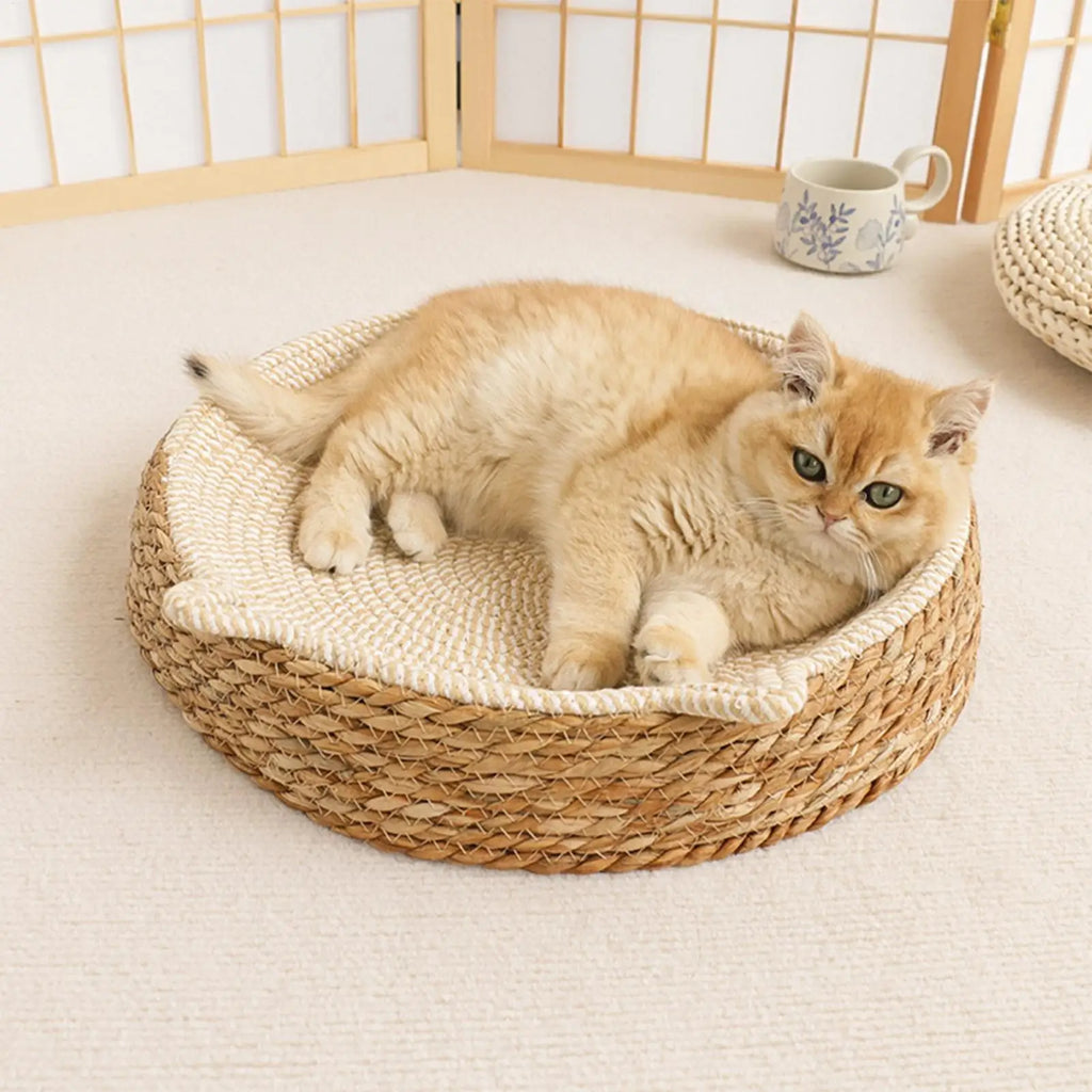 Cat Bed Sofa Cat Scratch Board  Wear-Resistant Cat Bed Natural Rattan Weave Dog Cat House Pet Sleeping Bed Pet supplies