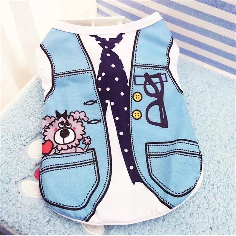 T-Shirt for Small Pet Supplies Puppy Dogs Soft Vests Summer Pet Dog Clothes Cartoon Clothing Shirt Casual